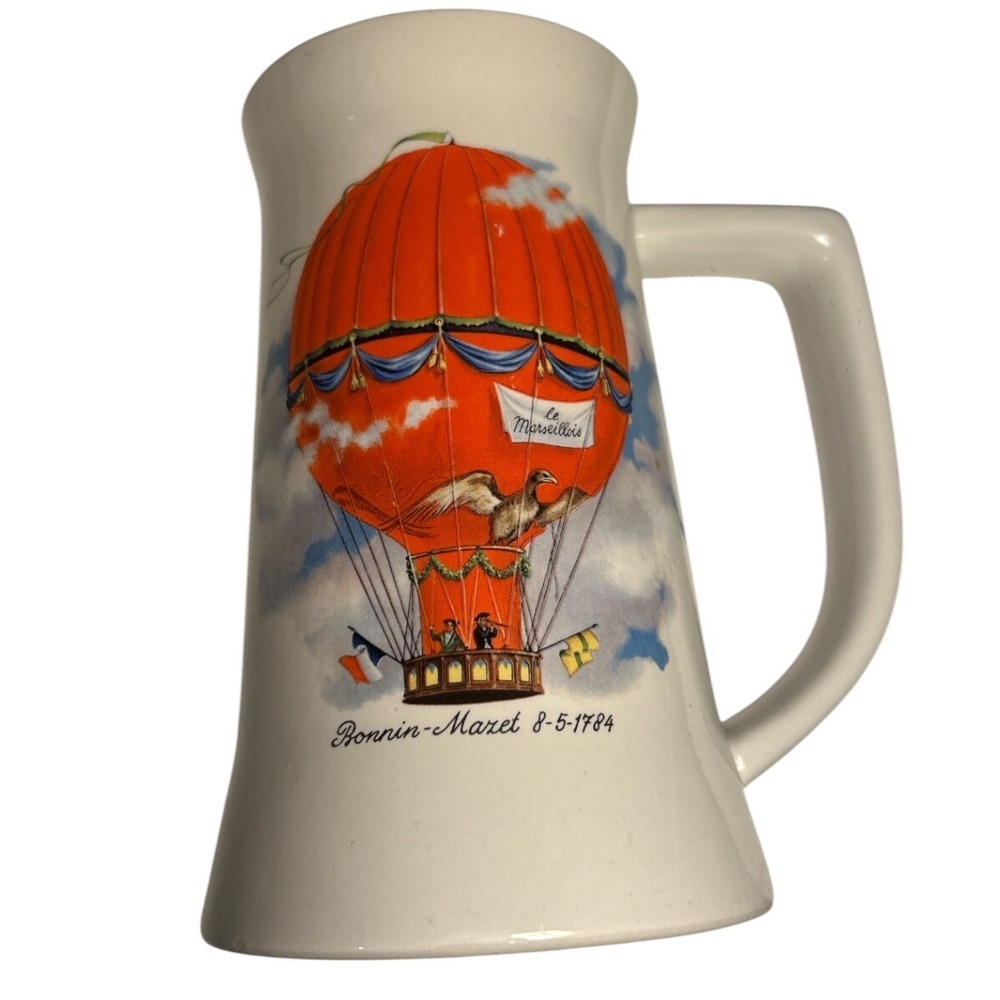 Ceramarte Brazil Hot Air Balloon Beer Stein Le Marseillois Bonnin-Maret 1784 Mug